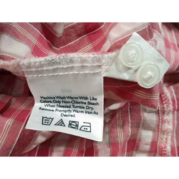 Eddie Bauer Shirt Women's Button Down Short Sleeve Plaid Pink Size Large - Picture 10 of 11